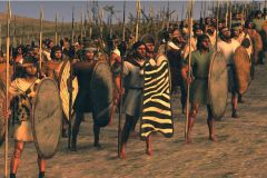 Dorkim Maurim (Mercenary African Levies) These African warriors are masters of hit and run tactics. They strike first with throwing spears or javelins and, when necessary, can engage in close combat with their spears and leather shields.