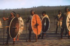 Mitnagsim Lybim Kbedim (Libyan Peltasts) These trained troops consist of individuals from more affluent ranks of Libyan society. They are skirmishers with javelins, but carry much better equipment than most, including linothorax, an oval shield, and a high-quality sword.