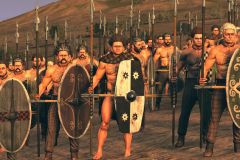 Gaesatae (Mercenary Naked Spear Throwers) The Gaesatae are easily some of the most fearsome groups of warriors in the known world. They fight stripped bare but for neck torcs and sometimes shoes or boots. They are named for their incredible skill with javelins; they can hurl them unnaturally long distances and deal great damage with them. Their charge is also most ferocious and causes many enemy lines to simply fold and flee. This is not all solely due to skill and strength, though they are experienced and huge, muscular men. They imbibe a chemical before battle making them seemingly impervious to pain. They will fight to the very end, and are extremely destructive when deployed properly.