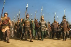 Catuiros Lancia (Mercenary Gallic Warriors) Each of these spearmen carries a stabbing spear and a large shield. They fight well, as glory and loot are the road to status, but are often difficult to control. They care little for discipline and less for restraint, but they can be relied on to fight, and fight hard.